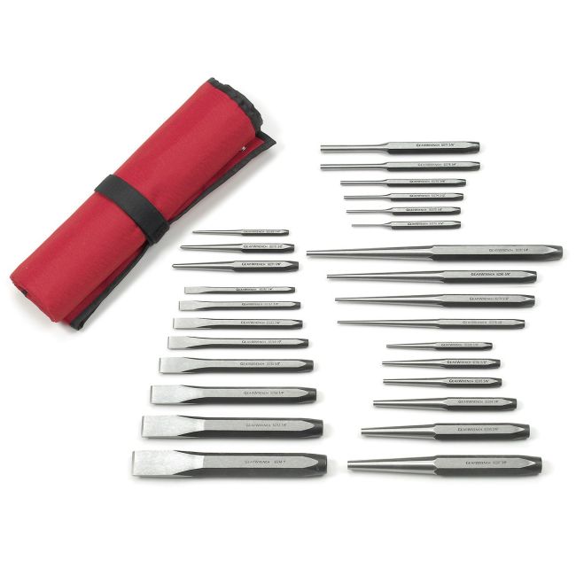 GearWrench Punch and Chisel Set 27 Piece With Tool Roll For Storage 82306