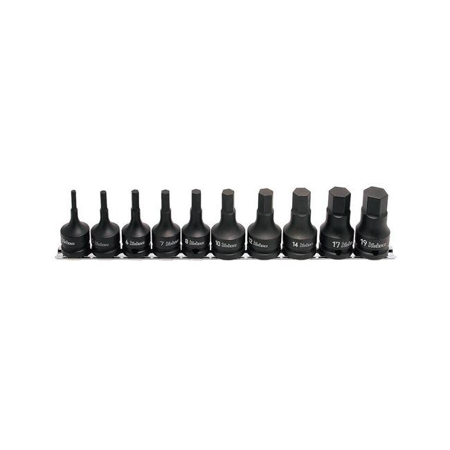 Koken 10PC 1/2"Dr Impact Inhex Socket Set (4-19MM) 60MM Long On Rail KORS14012M60/10