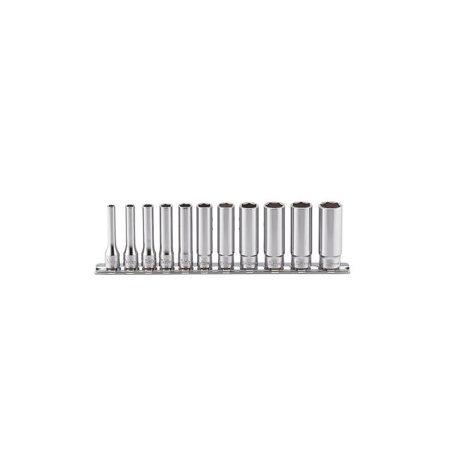 Koken Socket Set On Rail 1/4Dr 4-14MM Deep(12PT)11PC KORS2305M/11