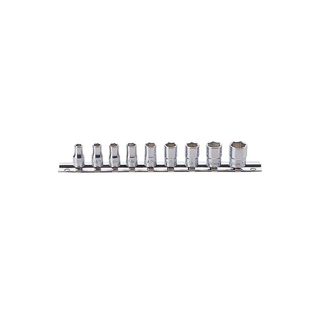 Koken Socket Set On Rail 1/4Dr 3/16-1/2AF(6PT)9PC KORS2400A/9