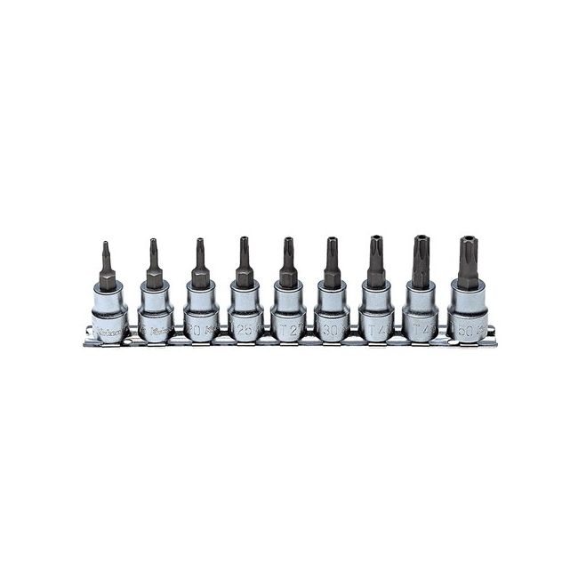 Koken Socket Set On Rail Tamper Proof Torx 3/8Dr(9PC)Rail KORS3025/9TP