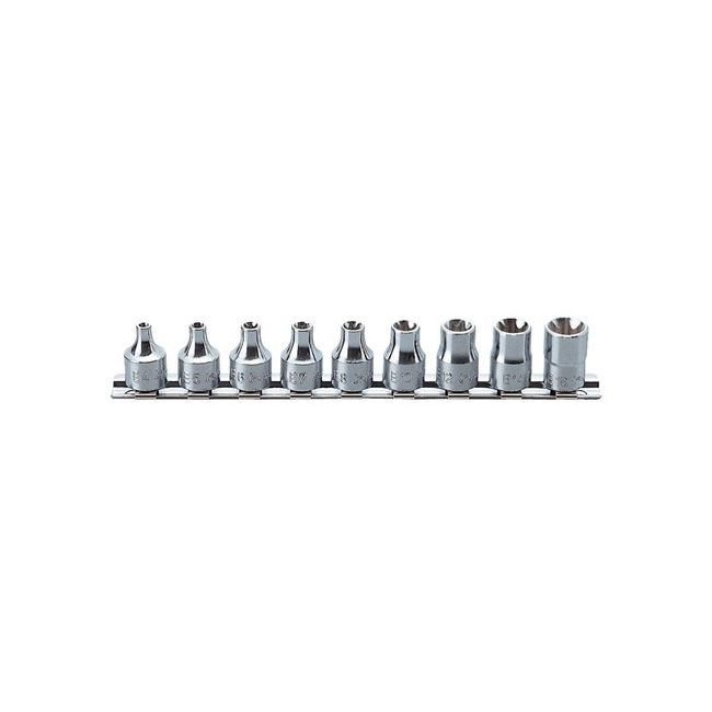 Koken 9PC 3/8"Dr E4-E16 Torx On Rail Socket Set KORS3425/9