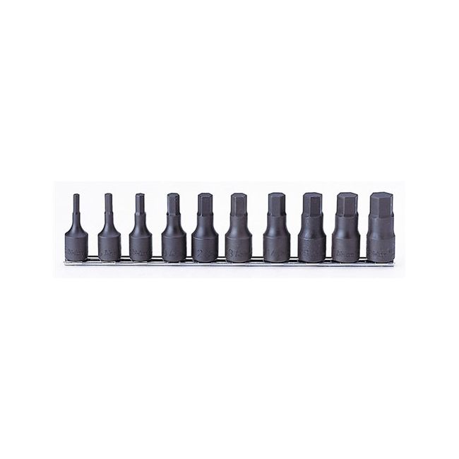 Koken 10PC 1/2"Dr Inhex Socket Set 3/16 3/4AF" On Rail KORS4012A60/10