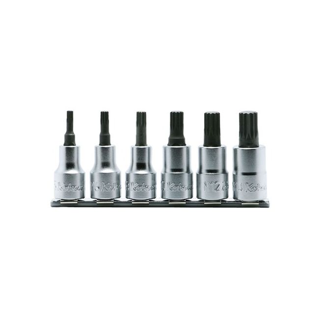 Koken 6PC 1/2"Dr XZN Socket Bit Set (M5-M14) On Rail KORS4020/6-L60