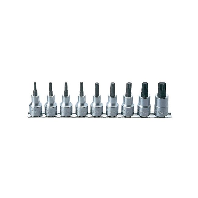 Koken Socket Set On Rail 1/2Dr Torx-9PCS T20-T60 60MM KORS4025/9-L60
