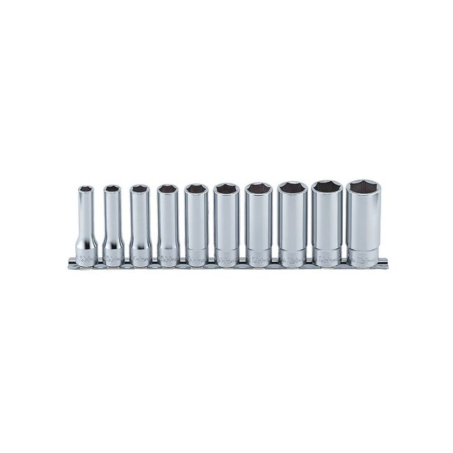 Koken Socket Set On Rail 1/2Dr Deep 10PCS KORS4305A/10
