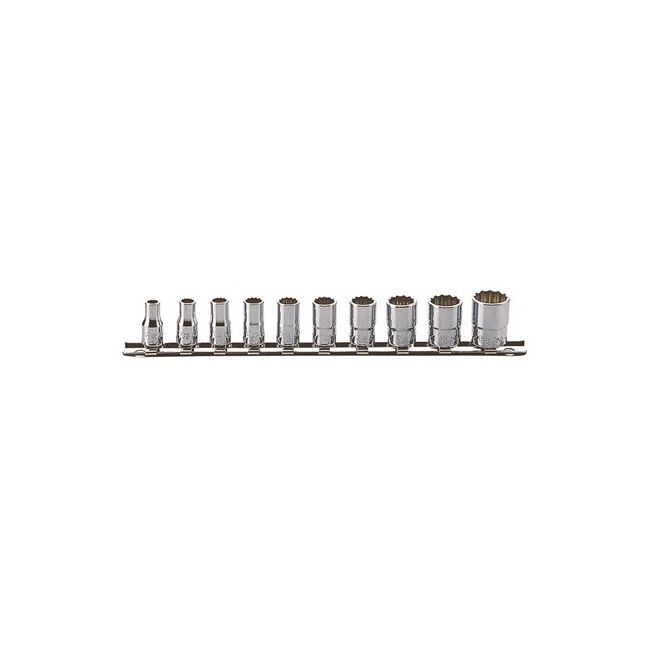 Koken 10PC 1/4"Dr Aviation Socket Set (3/16" 9/16"AF) On Rail KORSAS2405A/10