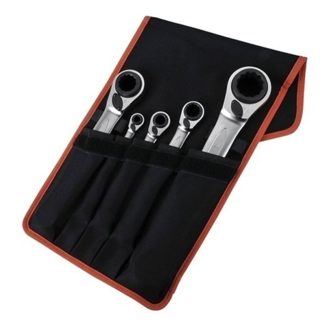 Bahco S4RM/5T 4-in-1 Ratcheting Ring Wrench Set - 5 Pcs/Pouch