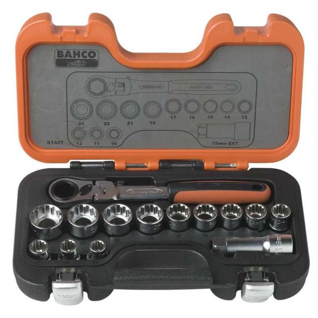 Bahco 14PC Metric Go Through Socket Set S140T