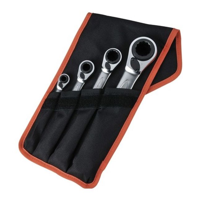 Bahco S4RM/4T 4-in-1 Ratcheting Ring Wrench Set - 4 Pcs/Pouch