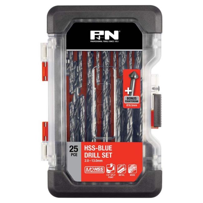 P&N 25 Piece Workshop Drill Set HSS W/Countersink 149060005