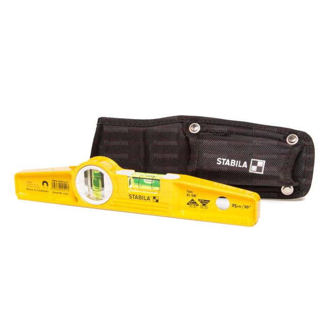 Stabila 250mm (10") 2 Vial Torpedo Magnetic Die Cast Spirit Level With Pouch 02511