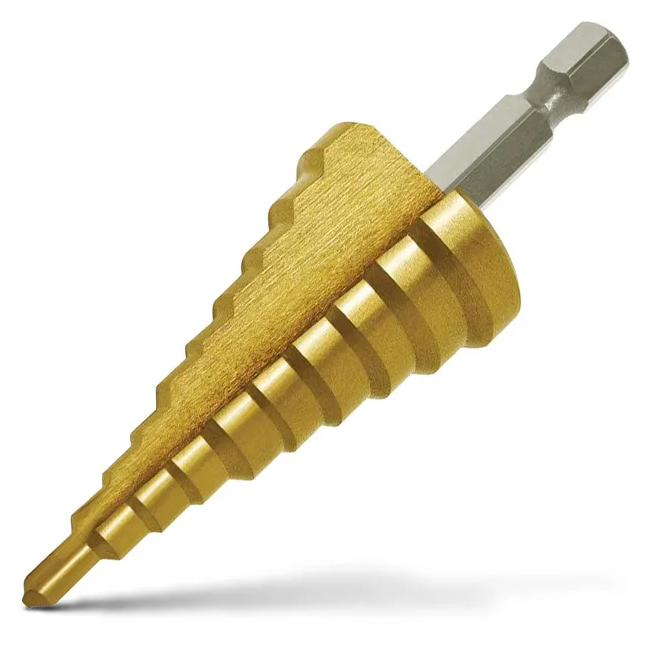 P&N 4-25mm 11-Step 1/4-Hex HSS-TiN Step Drill Bit 149040250