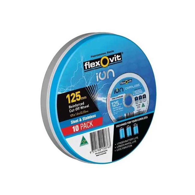 Flexovit 125x1mm ION Cordless Cut Off Disc 10PK 66252839399