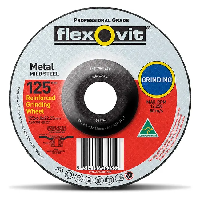 Flexovit 125x6.8mm Metal Grinding Disc 15PK 66252841682