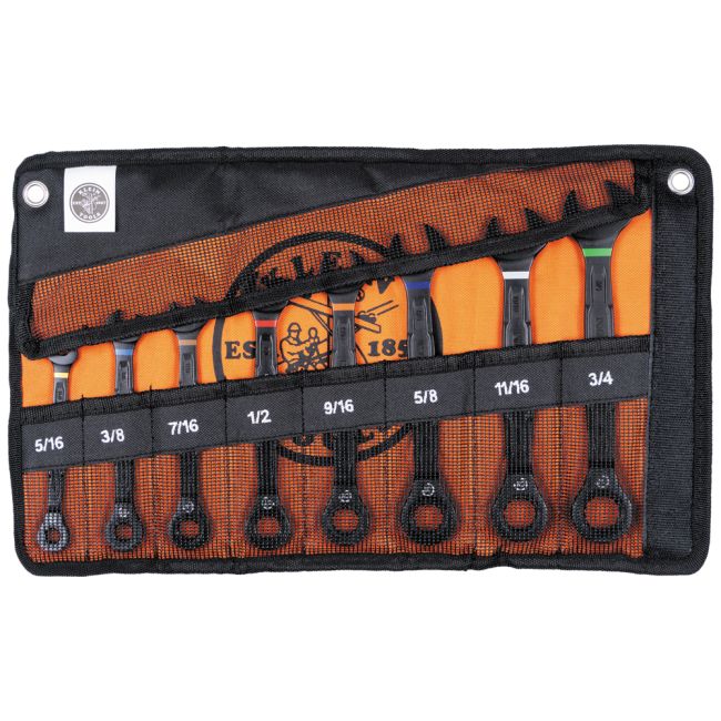 Klein 8-Piece 90-Tooth SAE Ratcheting Combo Wrench Set A-69408G