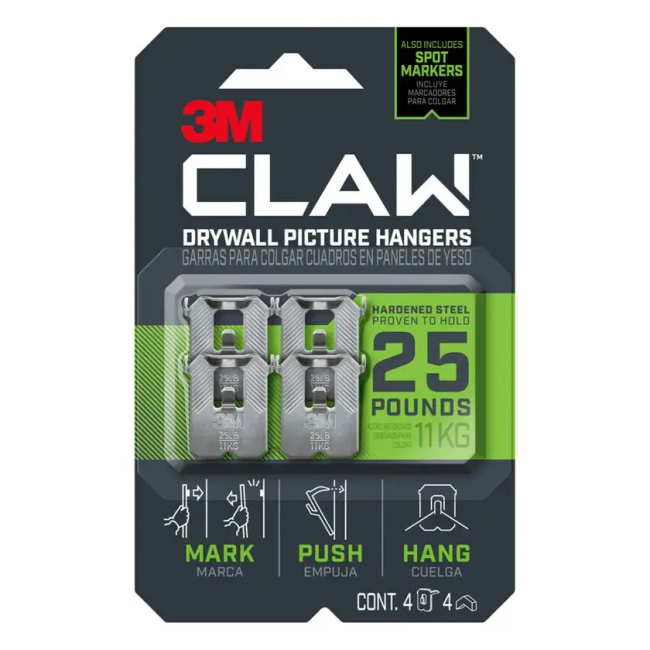 3M Claw Drywall Picture Hanger 11Kg - 4 Pack 70009119168