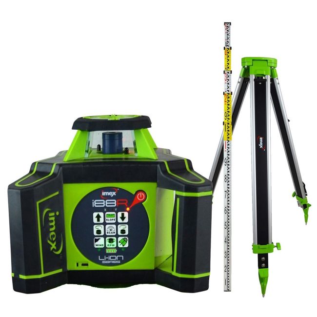 Imex Rotating Laser Level 600m RED BEAM H/V + Tripod & 5m Staff i88RK