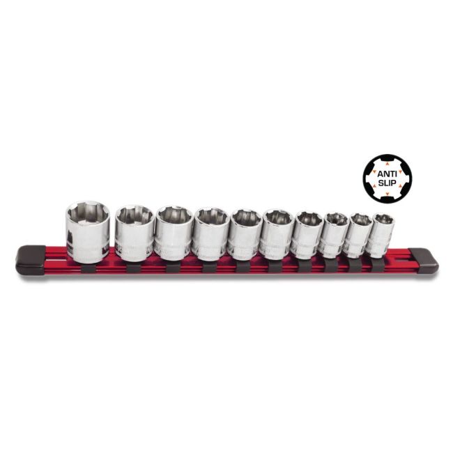 SP Tools 10PC 3/8" DR X-Treme Grip SAE Socket Rail Set SP33025 