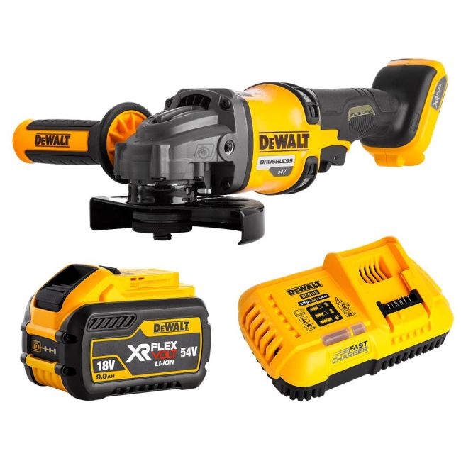 DeWALT 54V XR FLEXVOLT BRUSHLESS 125mm Angle Grinder - 9.0Ah Kit DCG418X1-XE