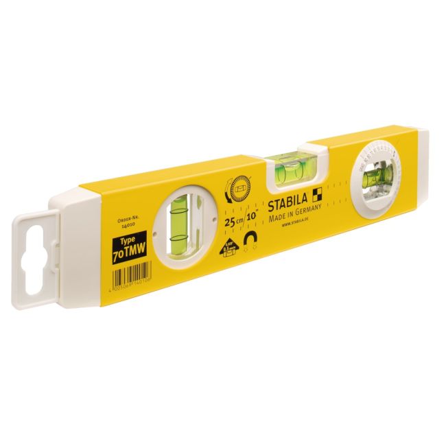 Stabila 260mm (10") 3 Vial Torpedo Box Frame Angle Measure Magnetic Spirit Level 70TMW/25