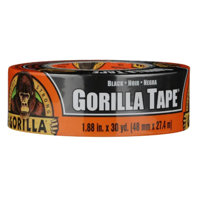 Gorilla Black Duct Tape 48mm x 27m – Heavy Duty Cloth Repair Tape 115133