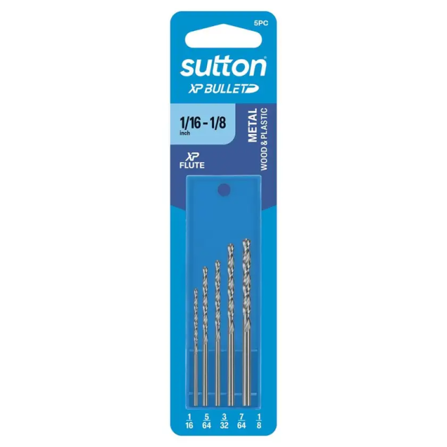 Sutton 5 Piece 1/16-1/8" XP Bullet Jobber Refill Set HSS D220SR5A