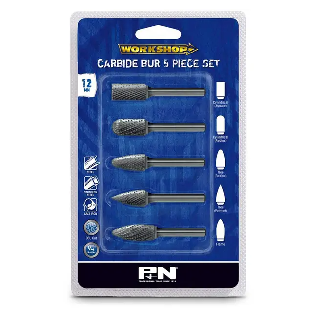 P&N 5 Piece Carbide Burr Set 918CRSET5S