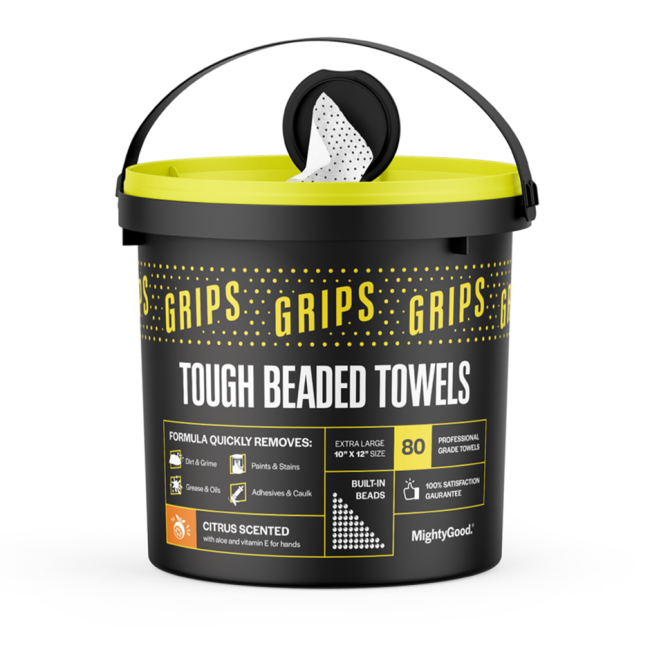 GRIPS-To-Go Multipurpose Beaded Hand & Tool Wipes 80 Pack GR80-85247