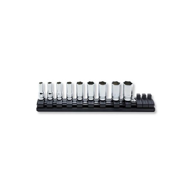 Koken Socket Set 1/4" Drive 9 Piece On Magnetic Rail 5.5-14MM KORS2300XZ/9