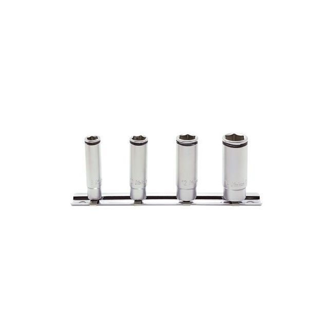 Koken 4PC 1/4"Dr Nutgrip Deep Socket Set (8MM-14MM) On Rail KORS2350M/4