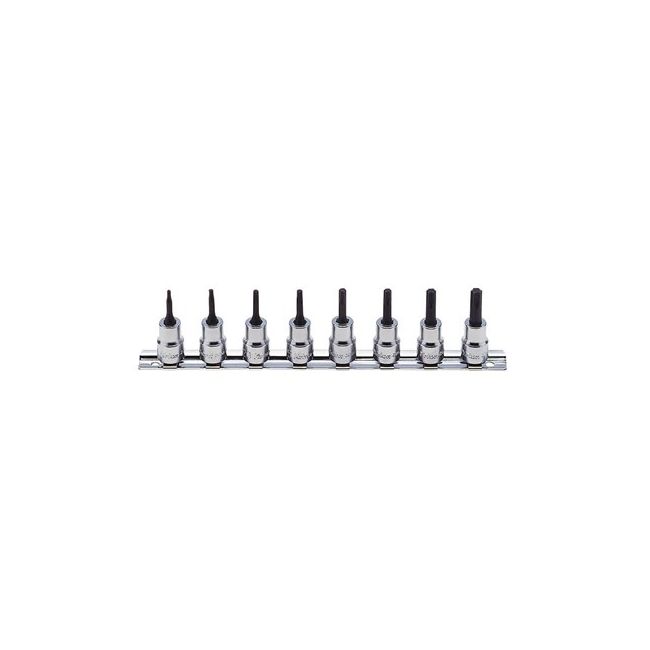 Koken 8PC 3/8"Dr Socket Set On Rail (T10 T45 X 38MM) KORS3025/8-L38