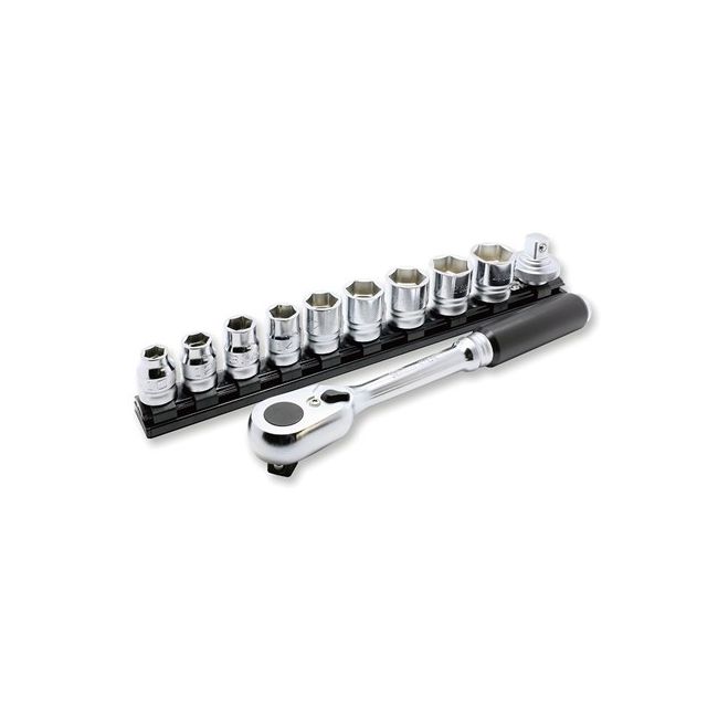 Koken 1/2" Dr 6 Point Metric Socket Set 11 Piece On Magnetic Rail KO4285ZE