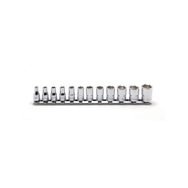 Koken Socket Set On Rail 1/4" Drive 4-14MM 6 Point 12 Pieces KORS2400M/12