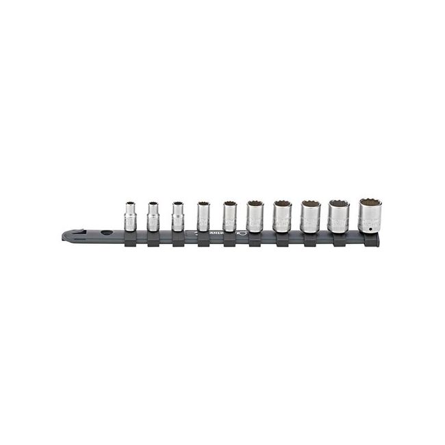 Stahlwile 10PC 5-14mm 1/4" Square Drive Socket Set on Rail SW12916/10-40
