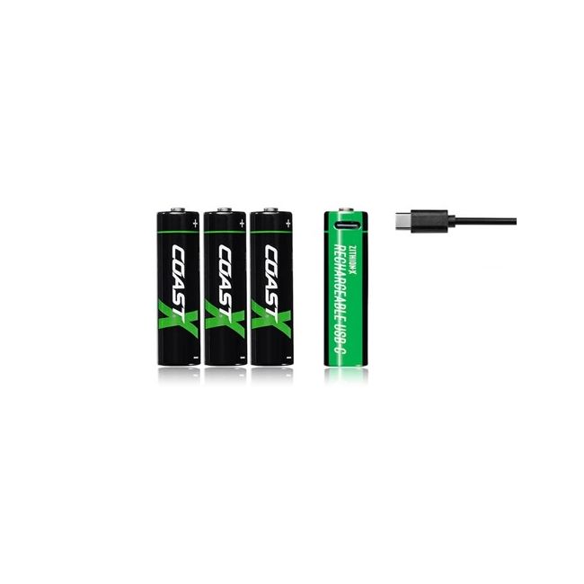 Coast Zithion-X AA Rechargeable USB-C Batteries 4 Pack COAZXAA