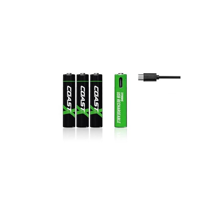 Coast AAA Rechargeable USB-C Batteries Zithion-X 4 Pack COAZXAAA