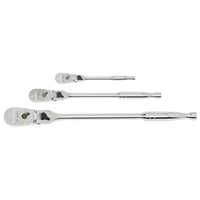 Gearwrench 3PC 1/4"/3/8"/1/2" DR 90-Tooth Locking Flex Head Teardrop Ratchet Set 81276