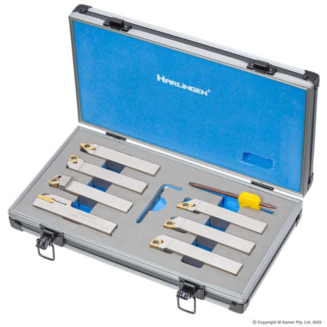 Harlingen Indexable 7 Piece Nickel Plated Carbide Lathe Tool Set - 20 x 125 mm H-11-126-T30