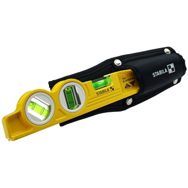 Stabila 250mm 45Â° Angle Vial Torpedo Spirit Level with Holster 81SVREMW45/25