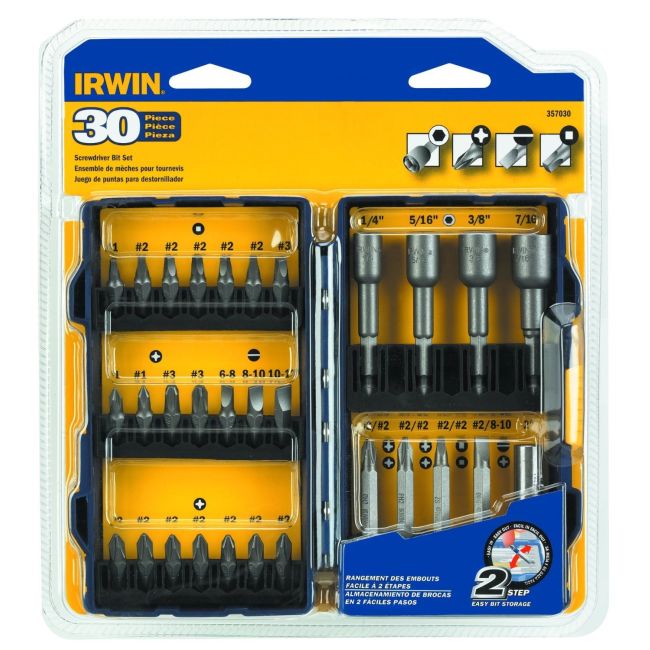Irwin Drive Bit Set 30 Piece Screwdriver Fastener 357030