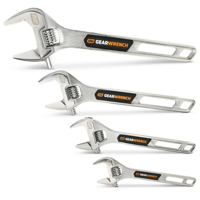 Gearwrench 4PC 6", 8", 10", 12" Chrome Adjustable Wrench Set 89755