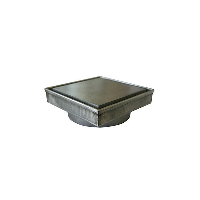 DTA Floor Drain 110mm Square 90mm Outlet Stainless Steel Flat Cover FLDR110FL-90