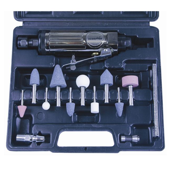 Scorpion Die Grinder Kit 1/4" Collet With Blow Mold Case Air Tools SX-200K