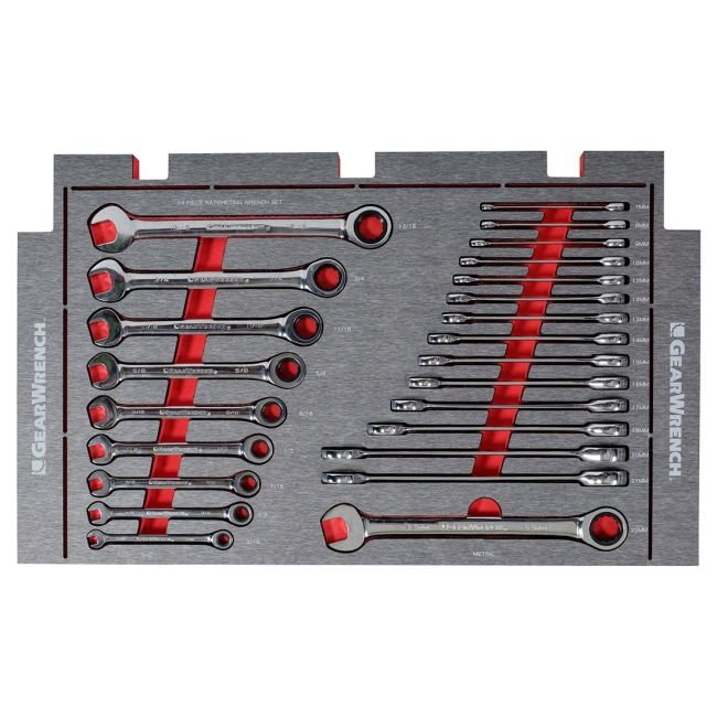 GearWrench Wrench Set Ratcheting 24 Piece In EVA Tray 83075N