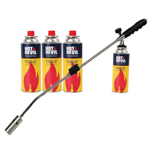 Hot Devil Weed Killer Heat Wand Combo W/4x Butane Cylinders HDWK/HD200C
