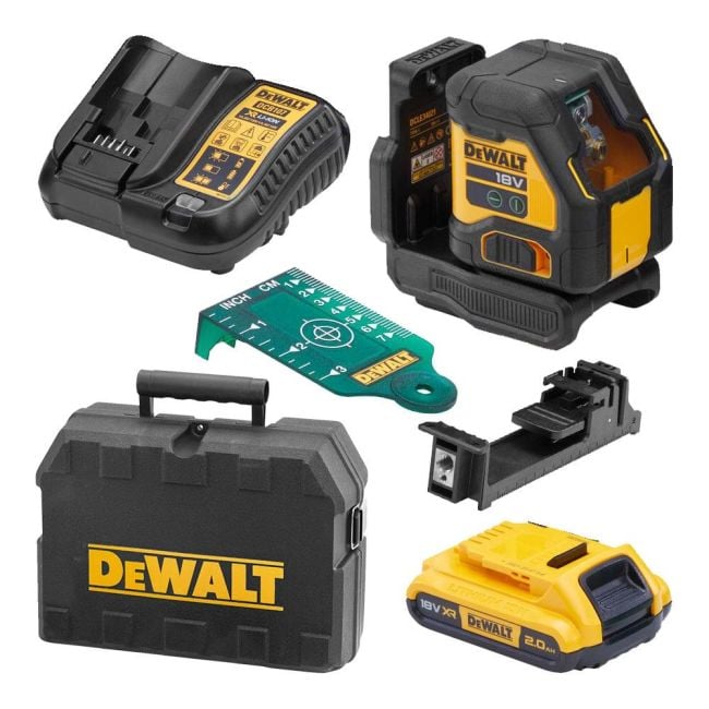 DeWALT 18V XR 2.0Ah Li-ion Cordless Compact Green Beam Cross Line Laser DCLE34021D1-XE