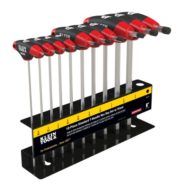 Klein Hex Key Set SAE T-Handle 15.2 cm with Stand 10-Piece A-JTH610E