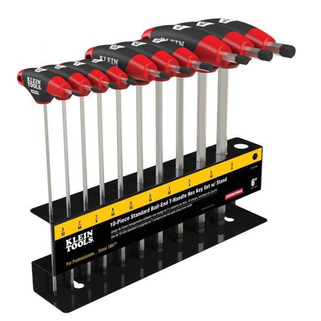 Klein Hex Key Set SAE Ball-End T-Handle 15.2 cm with Stand 10-Piecee A-JTH610EB