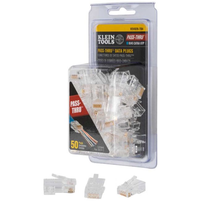 Klein Rj45 Pass-Thru Plug Cat6A 50 Pack A-VDV826-704